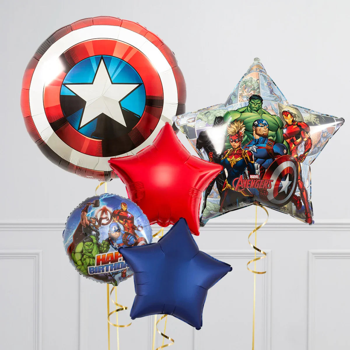 Avengers Captain America birthday balloons set with superhero designs in Dubai