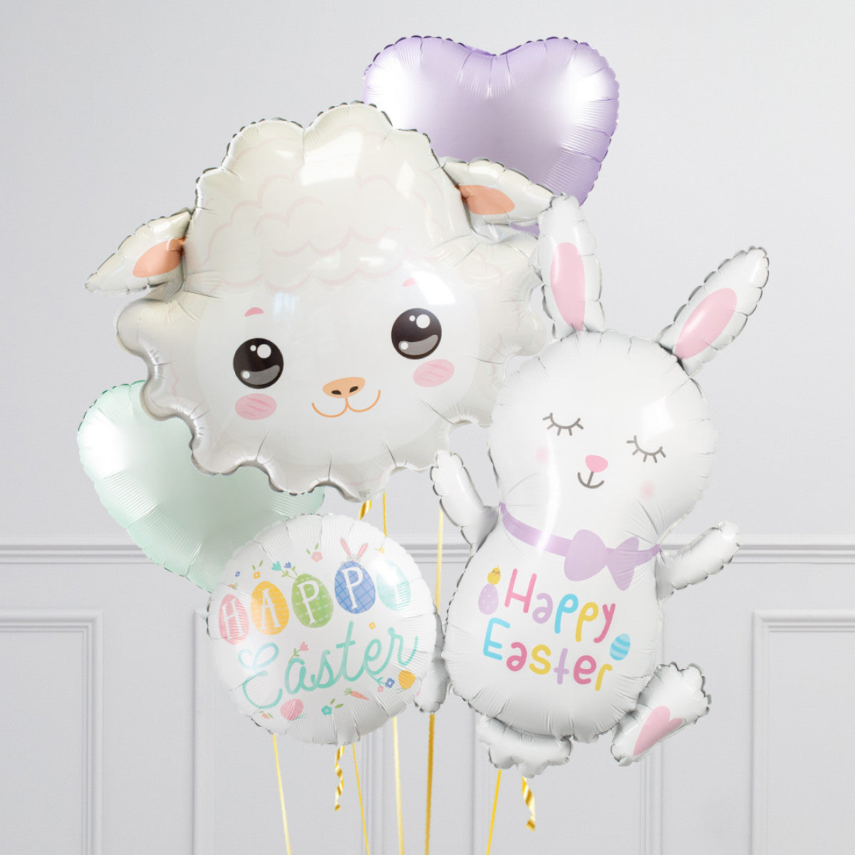 Soft Bunny & Lamb Easter Inflated Balloon Bunch