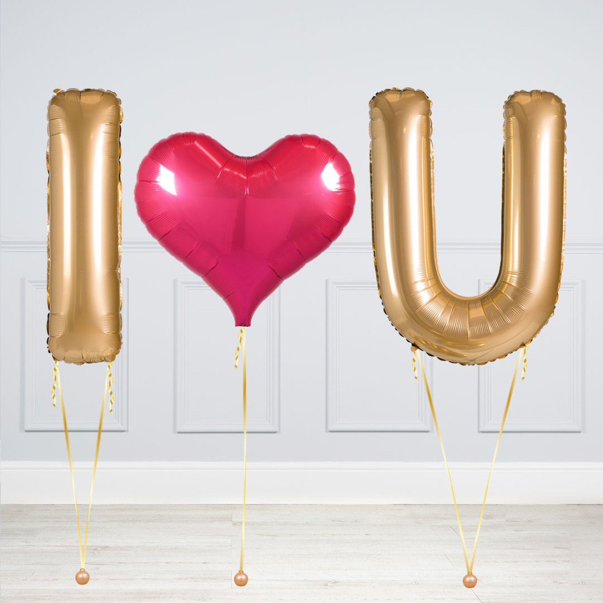 Gold I Heart U Inflated Balloon Package – Romantic Decor