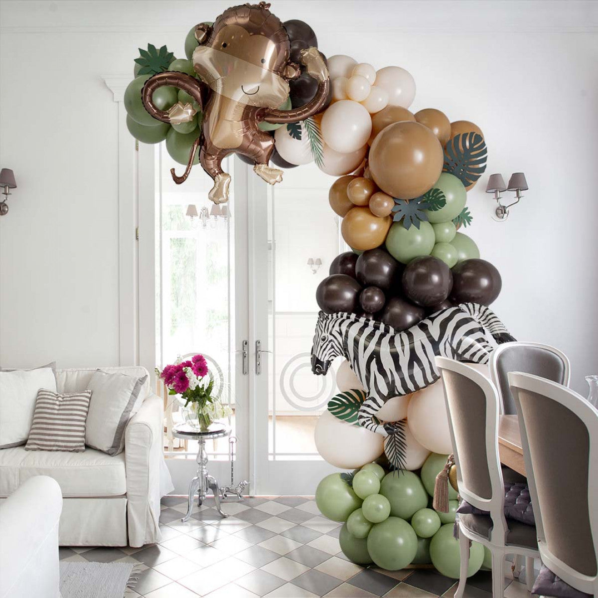 Sage Green Jungle Asymmetric Balloon Arch – 2m Tall