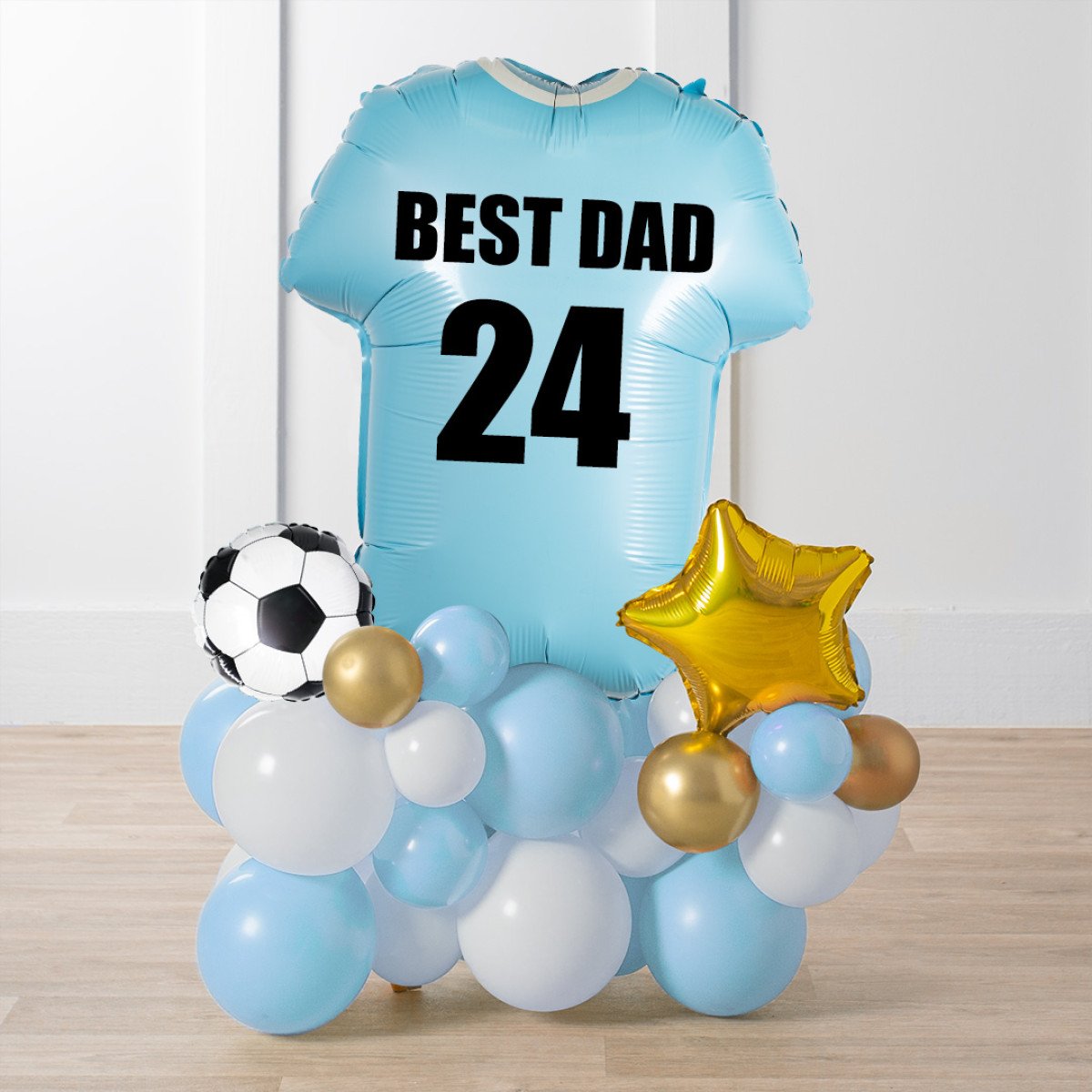 Personalized Pale Blue Football Shirt Inflated Balloon Stack