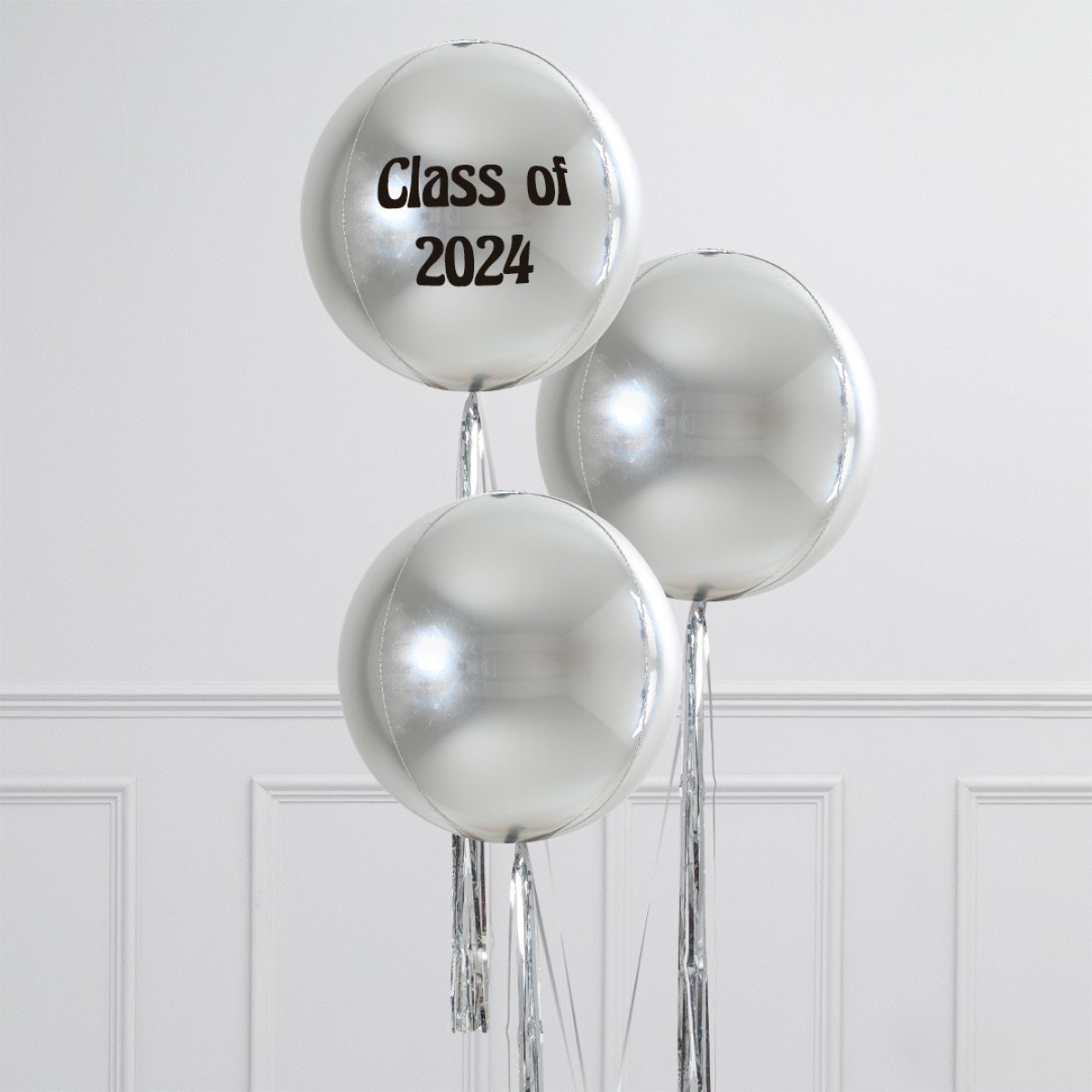 Personalized Silver Inflated Epic Orb Balloon Trio