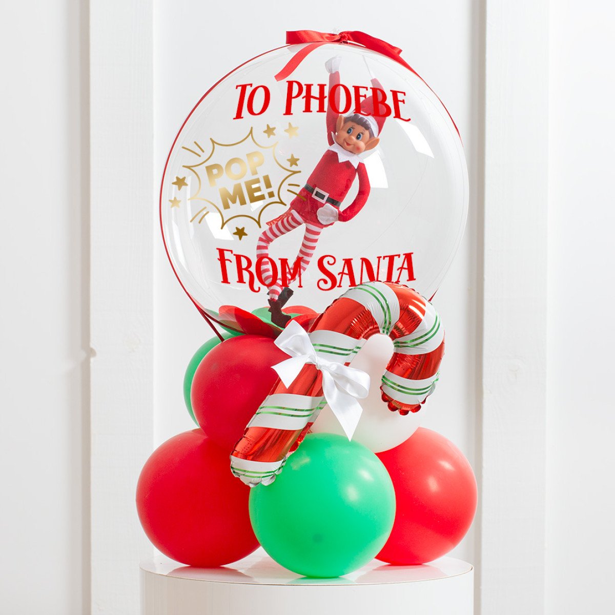 Personalized Elf Shelf Pop Me Bubble Balloon Stack