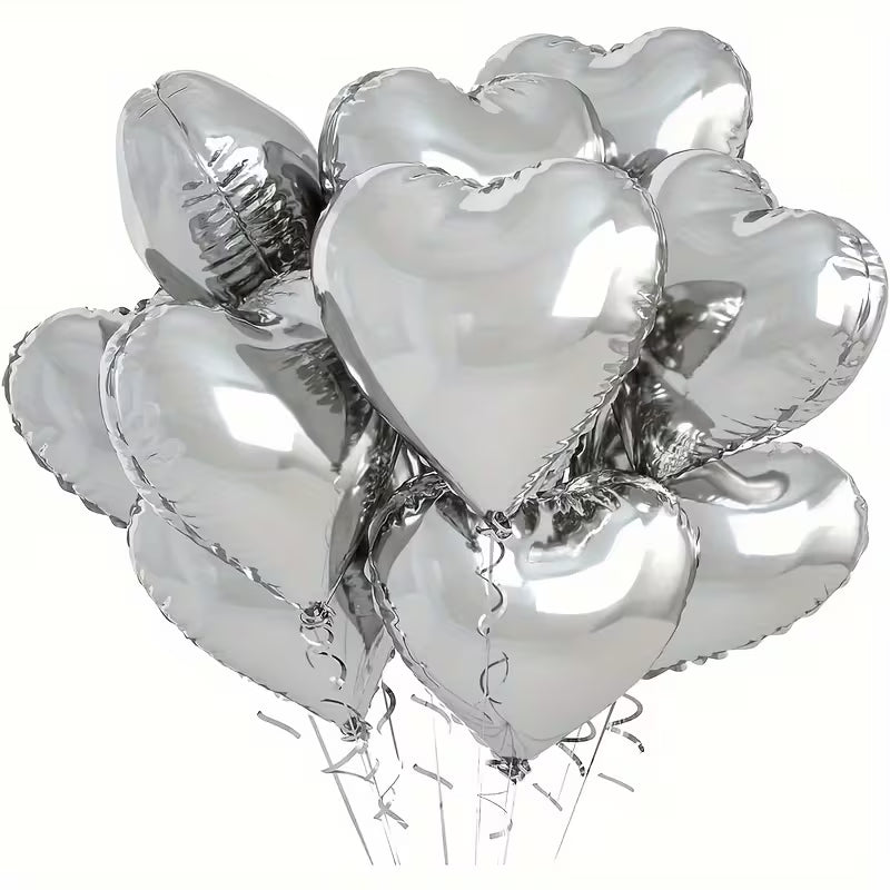 Silver Heart Foil Balloons in Dubai (Per Piece)