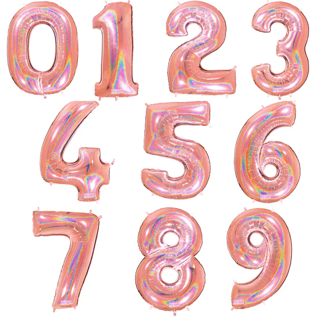 40" Glitter Rose Gold Number Foil Balloons
