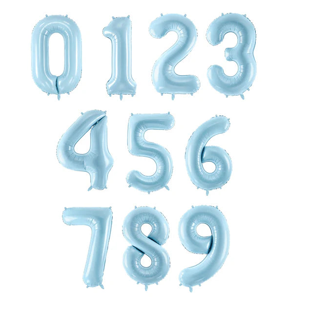 40 Inch Pastel Blue Number Foil Balloons