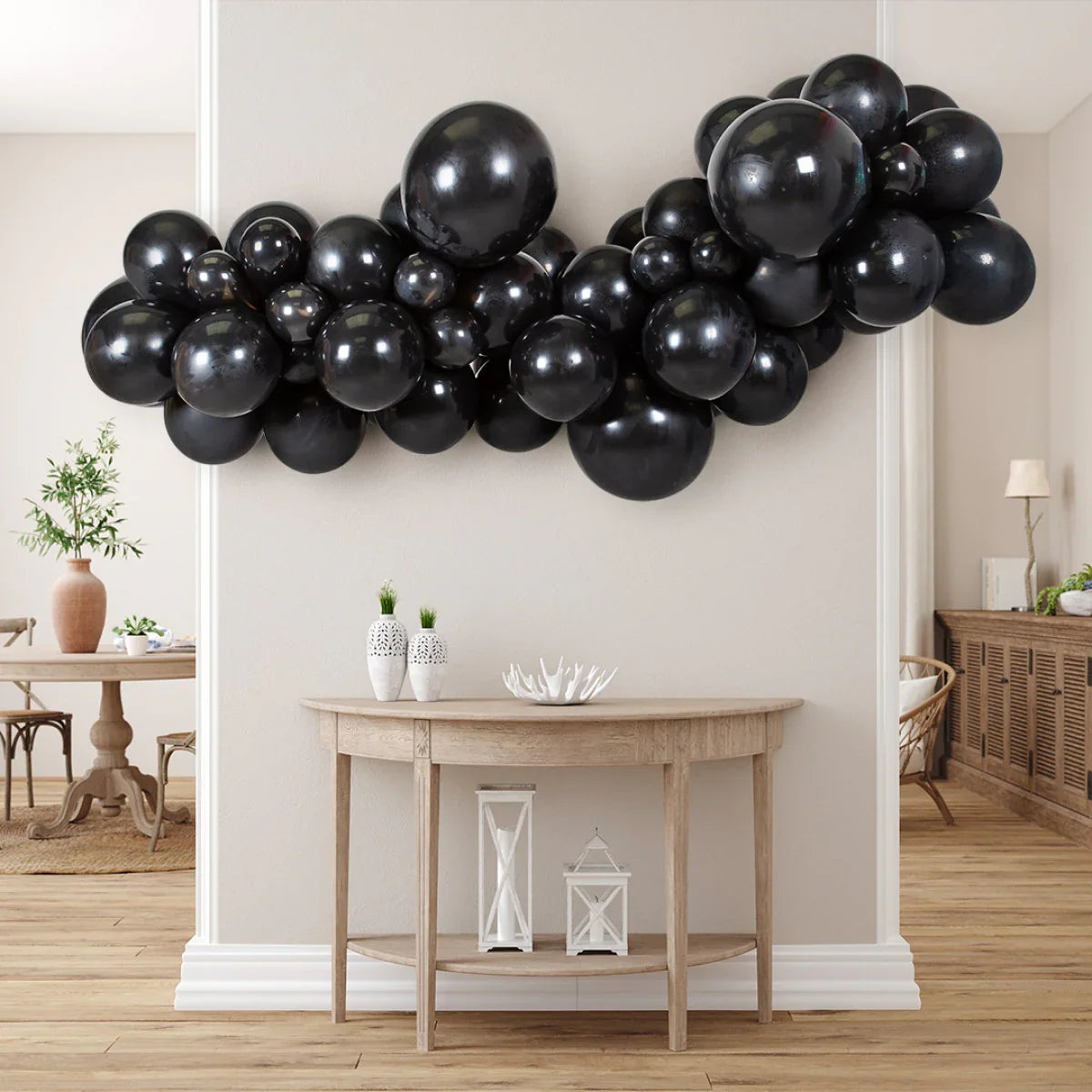 2m Onyx Black Balloon Garland – Ready-Made Luxury Decor