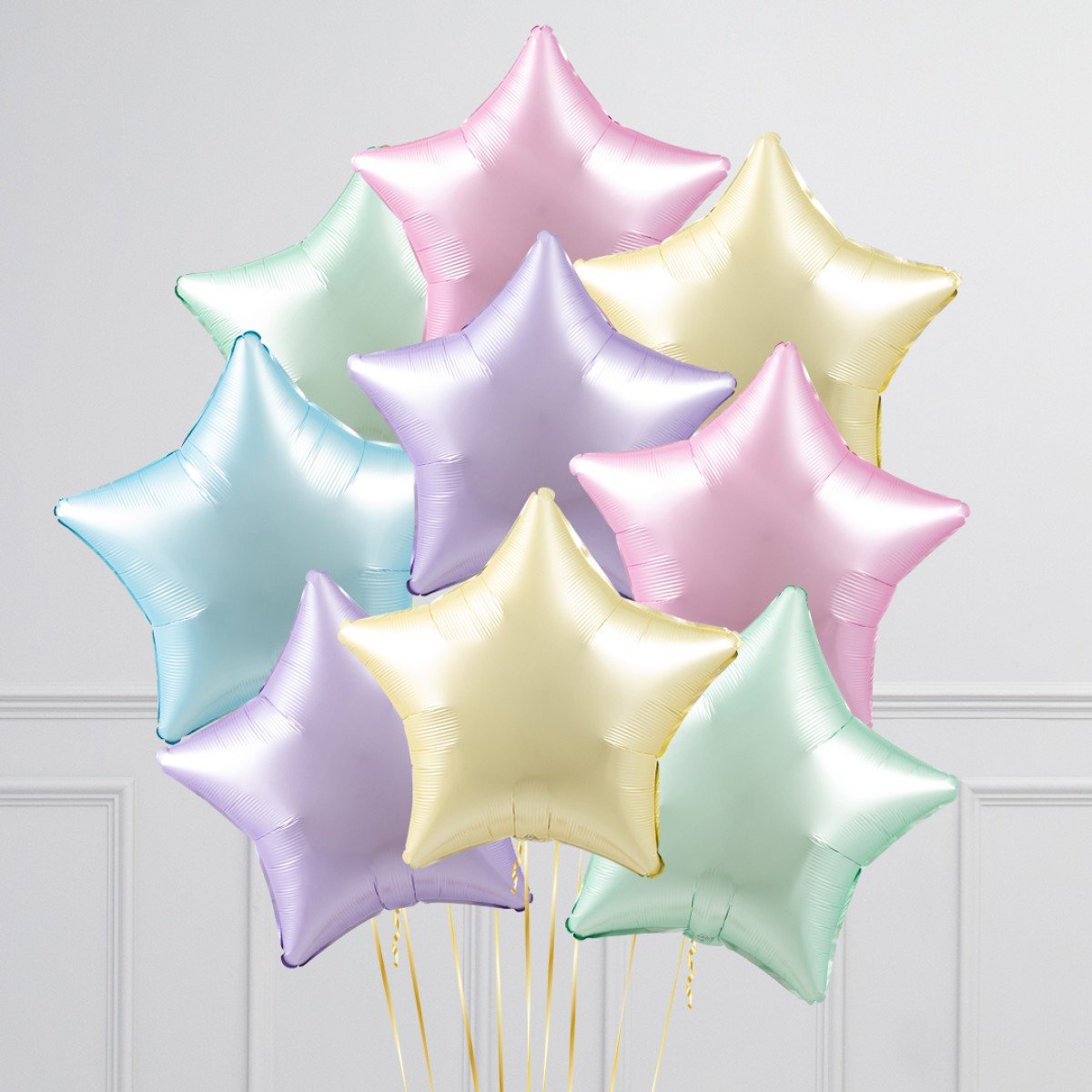 Helium-Inflated Pastel Rainbow Satin Star Balloons – A Colorful Gift for Every Occasion