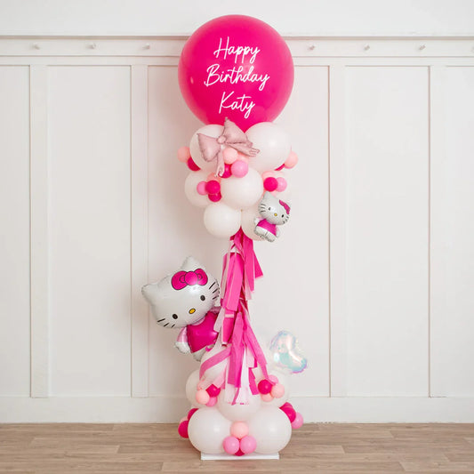 2.5m Personalized Hello Kitty Balloon Pillar – Freestanding Party Decor