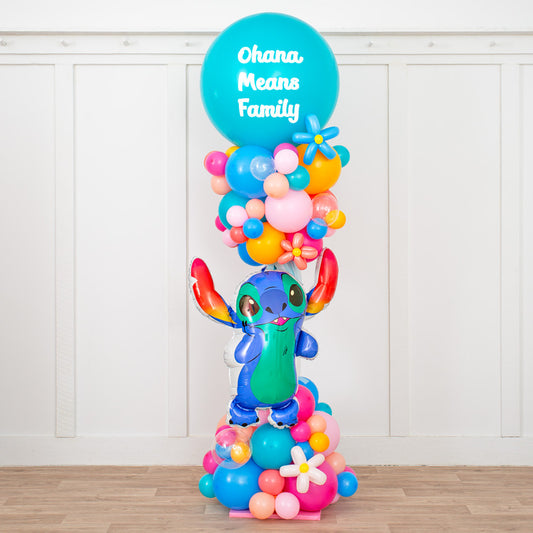 2.5m Freestanding Lilo & Stitch Balloon Pillar – Personalised Party Decoration