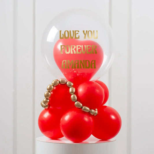Romantic Red Heart Bubble Balloon Stack – Personalized Balloon Gift in Dubai