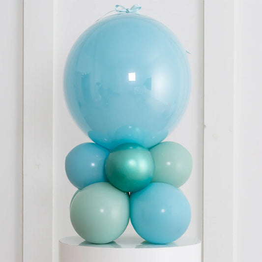 Blue Lagoon Balloon Stack – Personalized 20" Bubble Balloon Display
