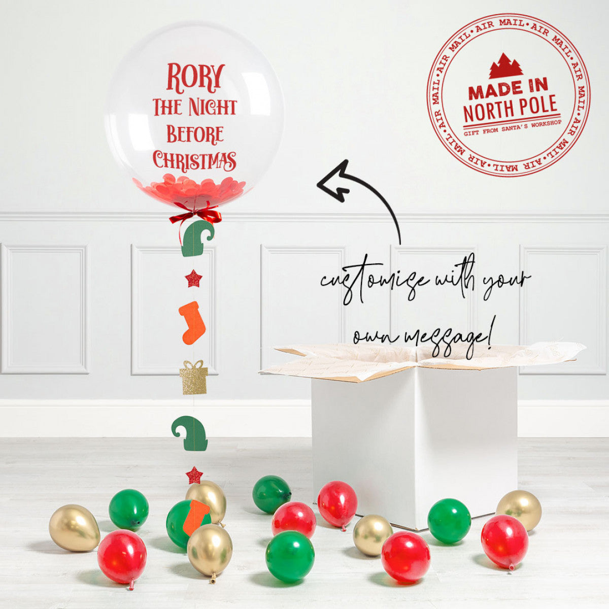 Elf on the Shelf Inspired Red Confetti Christmas Balloon – Dubai Delivery