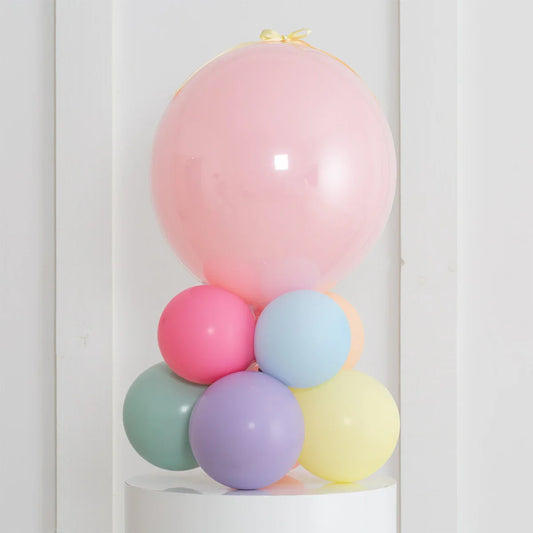 Personalized 20" Bubble Balloon on Pastel Rainbow Balloon Stack