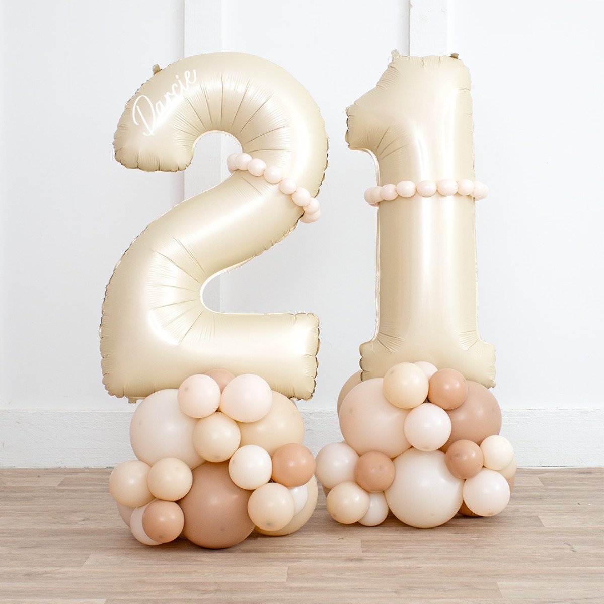 Personalized Cream Number Balloon Stack – Elegant & Eco-Friendly