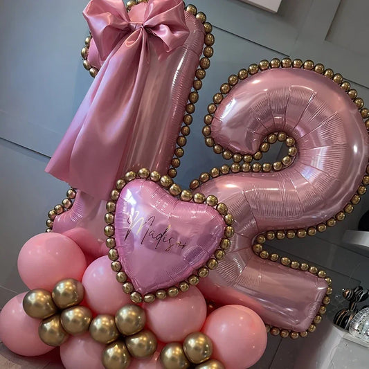 Pink Number Balloon Stand Set β Elegant Event Balloons in Dubai