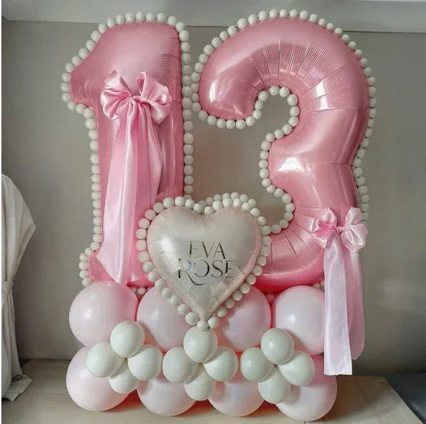 Pink Number Balloon Column Set – Elegant Display for Birthdays, Weddings & Celebrations