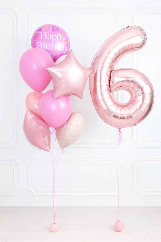 Happy Birthday All‑Pink Confetti Helium Balloon with Number (0–9) – Fun & Personalized Celebration Décor