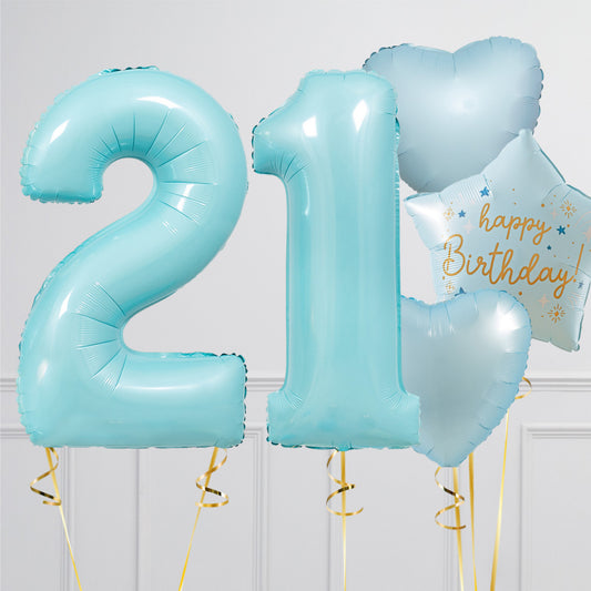 Baby Blue Birthday Number Balloon Packages – Helium-Filled