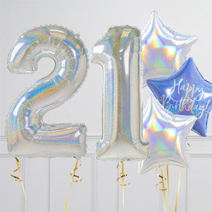 Holographic Birthday Number Balloon Packages – Helium-Filled