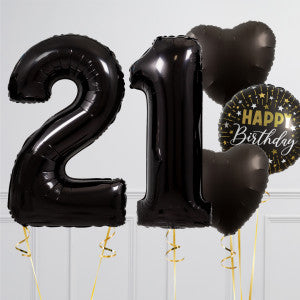 Black Birthday Number Balloon Packages – Helium-Filled