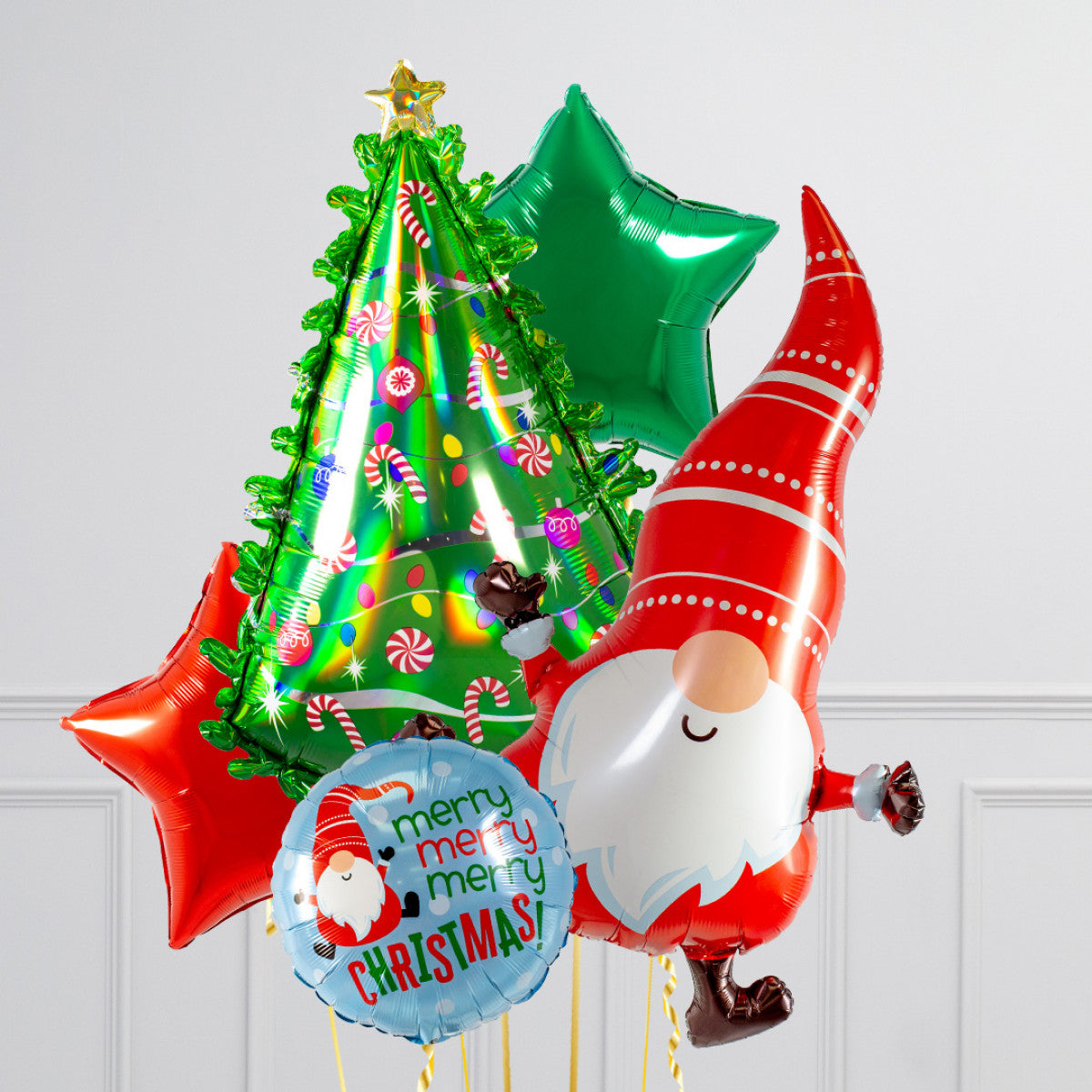 Christmas Gnome Santa Crazy Balloon Bunch