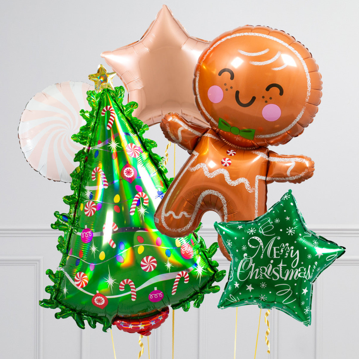 Gingerbread & Christmas Tree Crazy Balloon Bunch