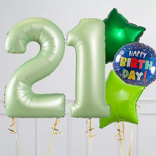 Olive Green Birthday Number Balloon Packages – Helium-Inflated