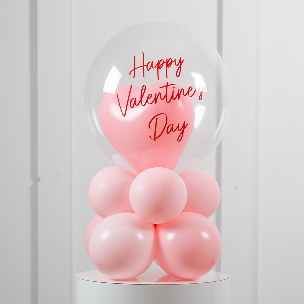 Personalised Valentine's Day Baby Pink Bubble Balloon Stack