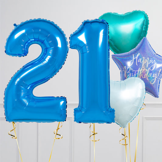 Sapphire Blue Birthday Number Balloon Packages – Helium-Filled