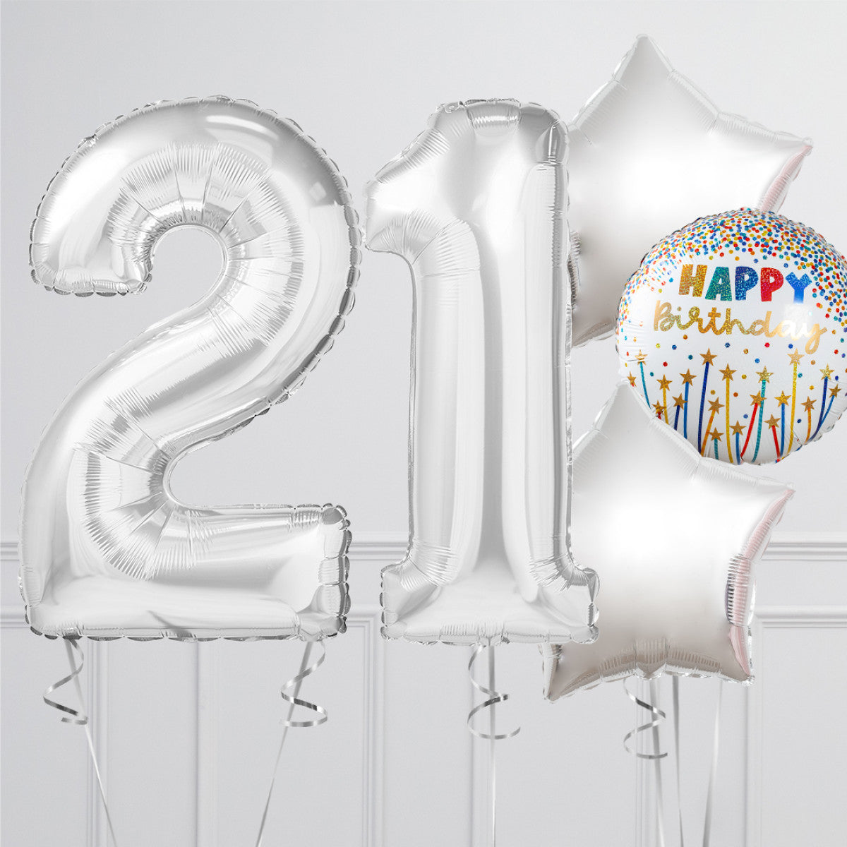 Silver Birthday Balloon Number Packages