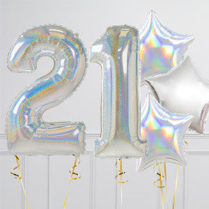 Holographic Birthday Number Balloon Packages – Helium-Filled