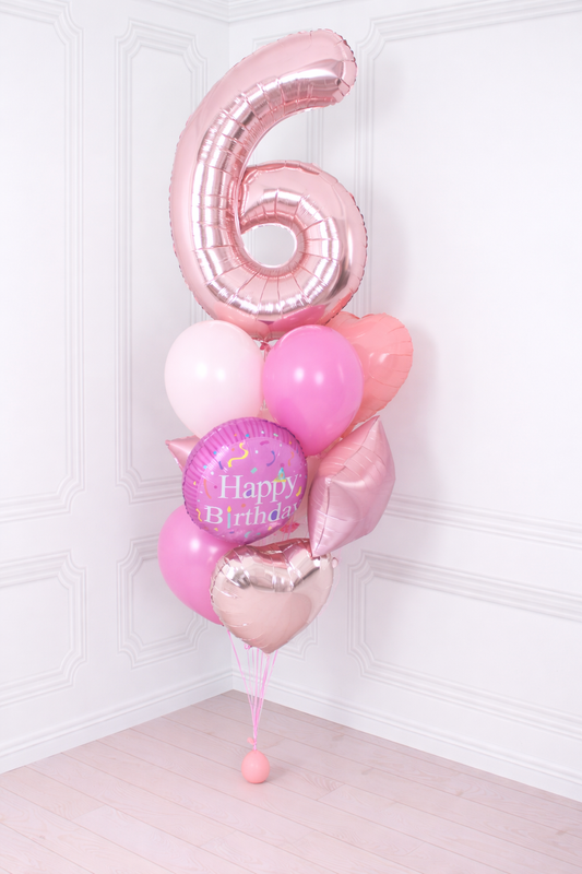 Happy Birthday All‑Pink Helium Balloon with Number (0–9) – Celebrate in Style