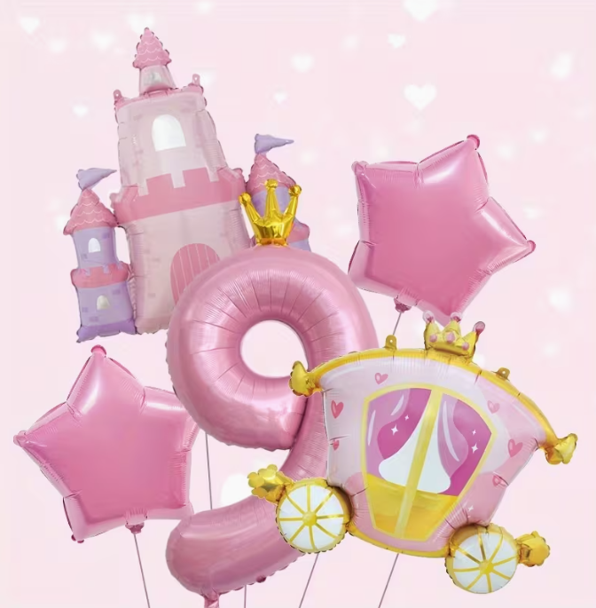 Pink Princess Themed Aluminum Foil Balloon Set – Birthday Party Decorations Dubai