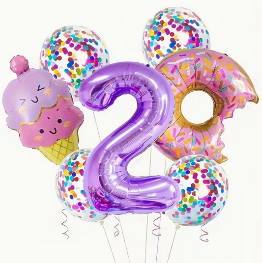 Candy Aluminum Balloon Set – Ice Cream 32-Inch Purple Digital Balloon | Birthday Party Decoration Dubai