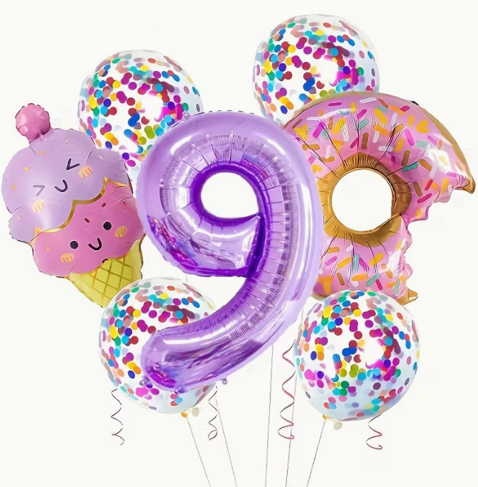 Candy Aluminum Balloon Set – Ice Cream 32-Inch Purple Digital Balloon | Birthday Party Decoration Dubai