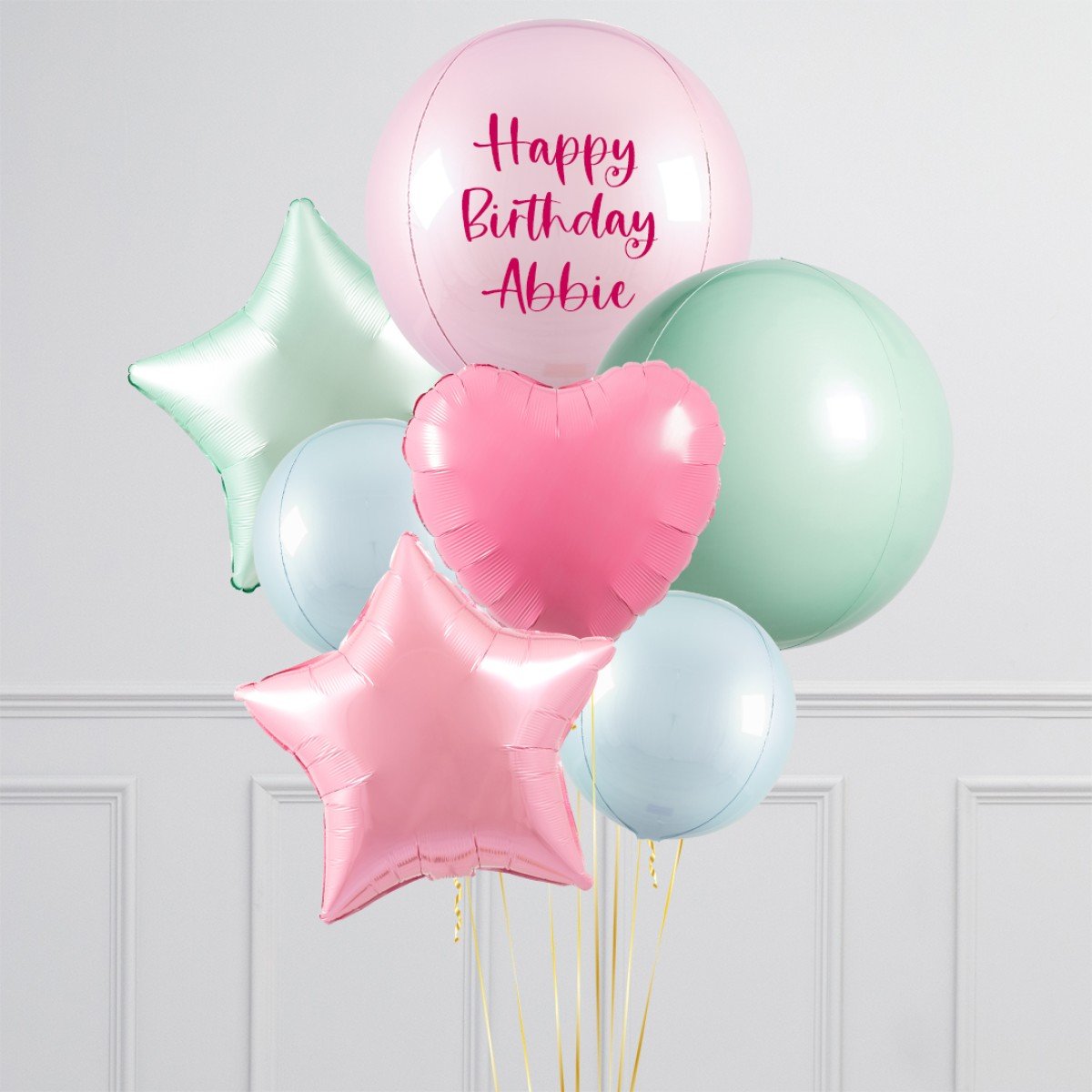 Custom Pastel Unicorn Inflated Balloon Arrangement