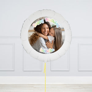 Pastel Rainbow Hearts Photo Upload Balloon Bunch - Custom Helium Balloons