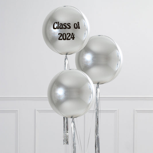 Personalized Gold, Silver or Pink Inflated Epic Orb Balloon Trio – Perfect for Prom