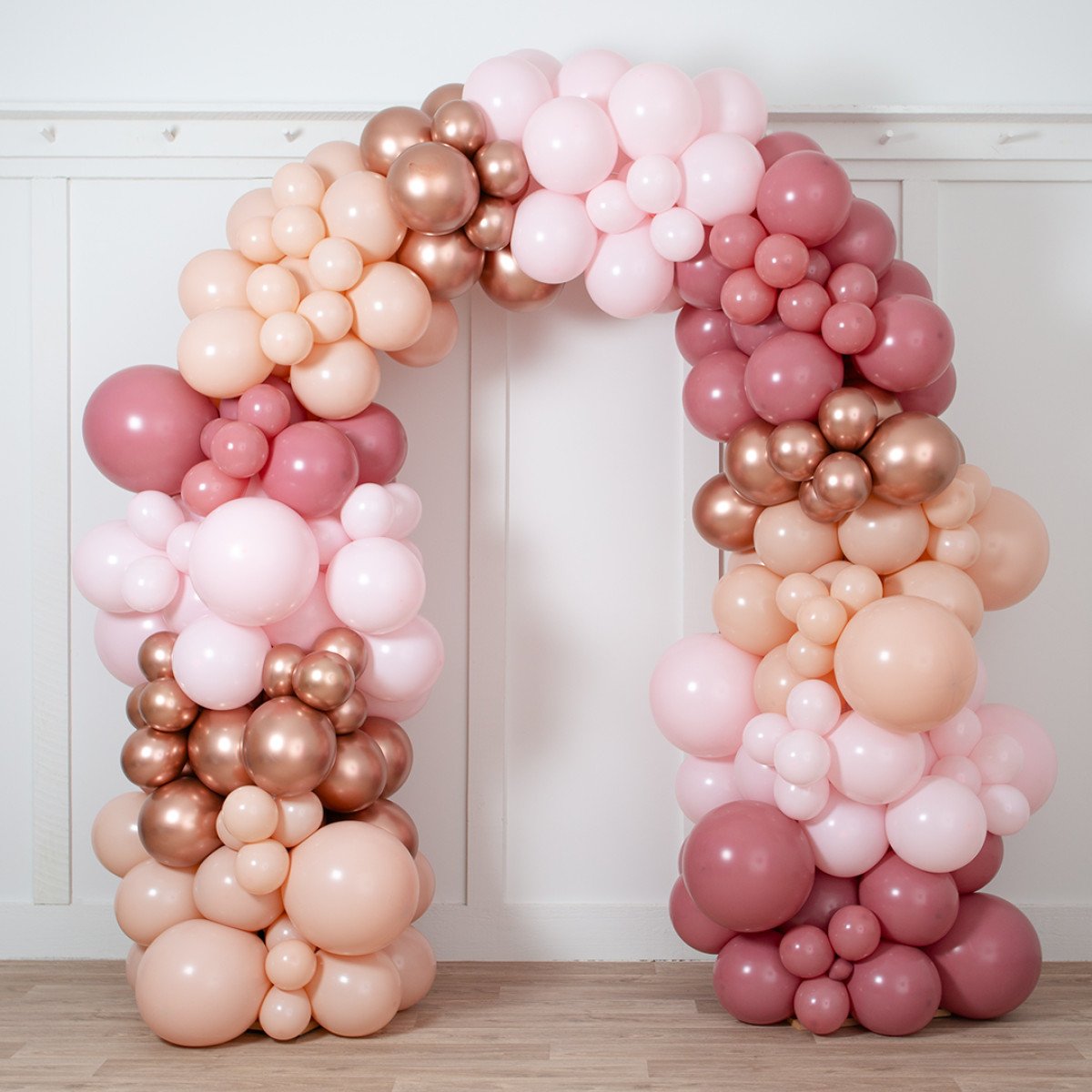 Personalized Rose Gold & Pink Balloon Arch