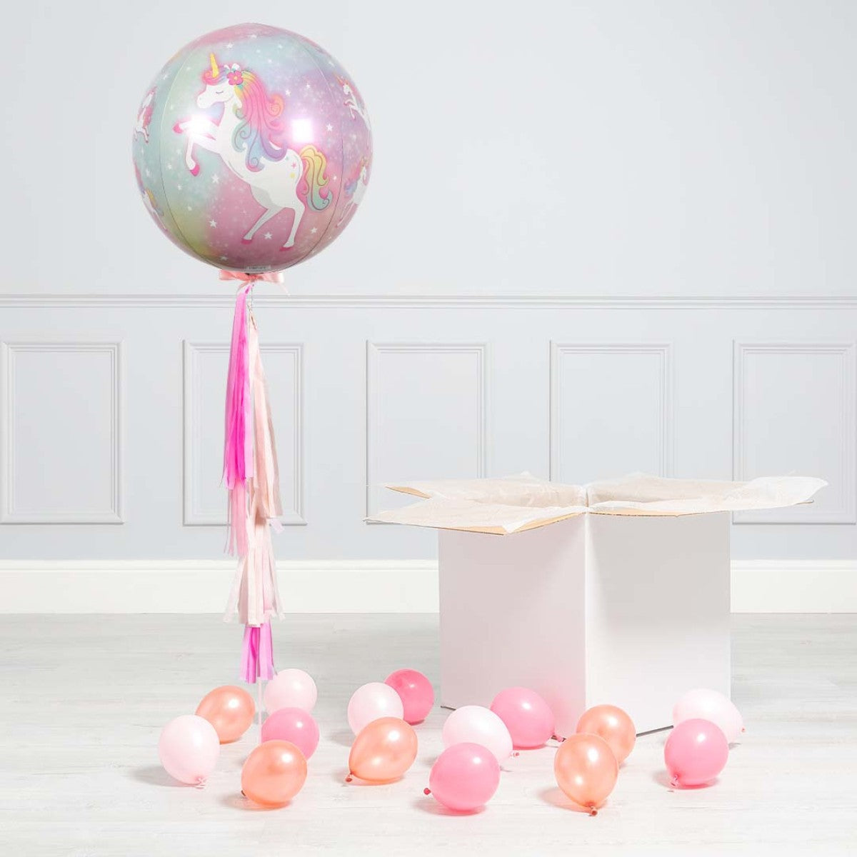 Sparkly Pink Unicorn Inflated Bubble Balloon