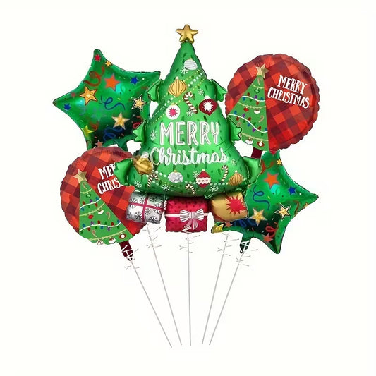 5pcs Christmas Set Series: Aluminum Foil Balloons for Festive Holiday Decor in Dubai