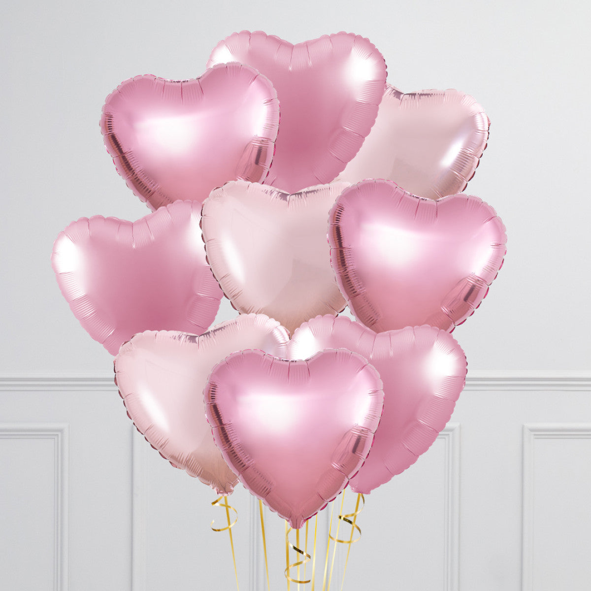 Metallic Pink Heart Balloon Bunch – Elegant, Romantic &amp; Delivered Inflated