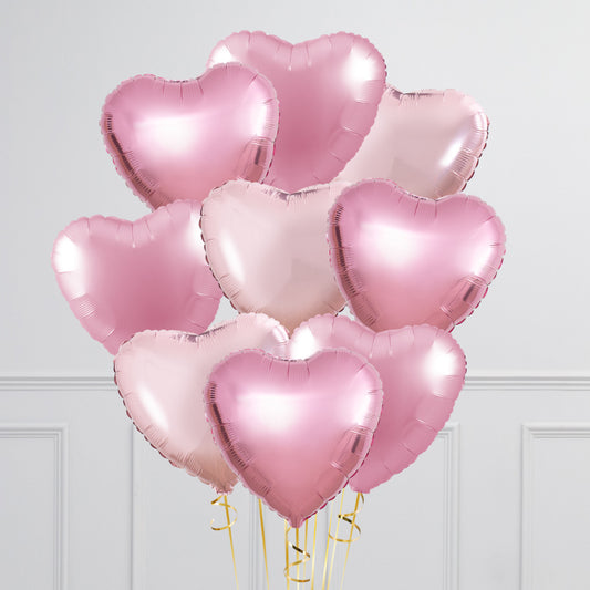 Metallic Pink Heart Balloon Bunch – Elegant, Romantic &amp; Delivered Inflated