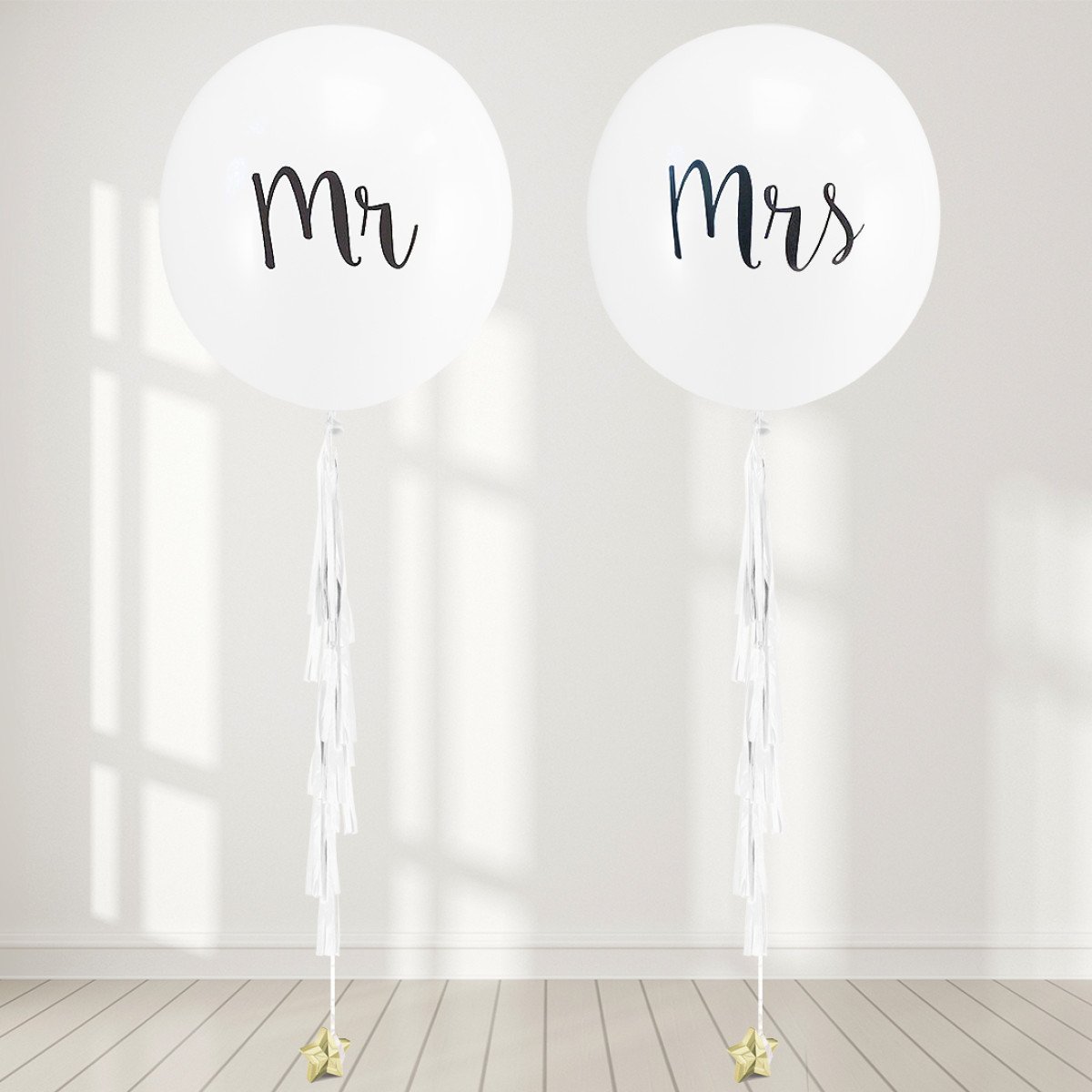 Mr or Mrs Giant Helium Balloon with Tassel or Ivy Tail – Elegant Wedding Décor in Dubai