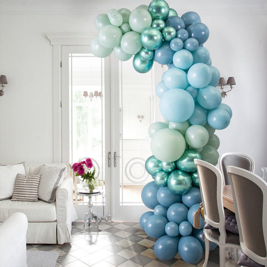 Blue Lagoon Asymmetric Balloon Arch – 2m Tall