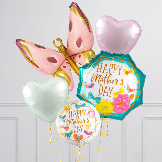 Butterflies & Flowers Mother's Day Inflated Crazy Balloon Bunch
