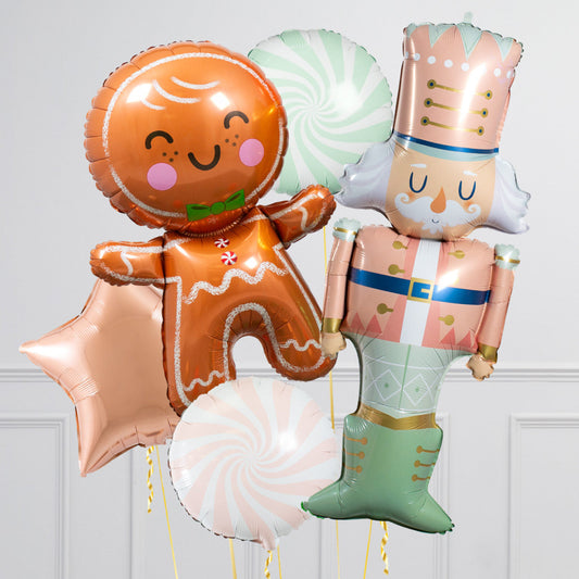 Christmas Candyland Nutcracker Inflated Crazy Balloon Bunch