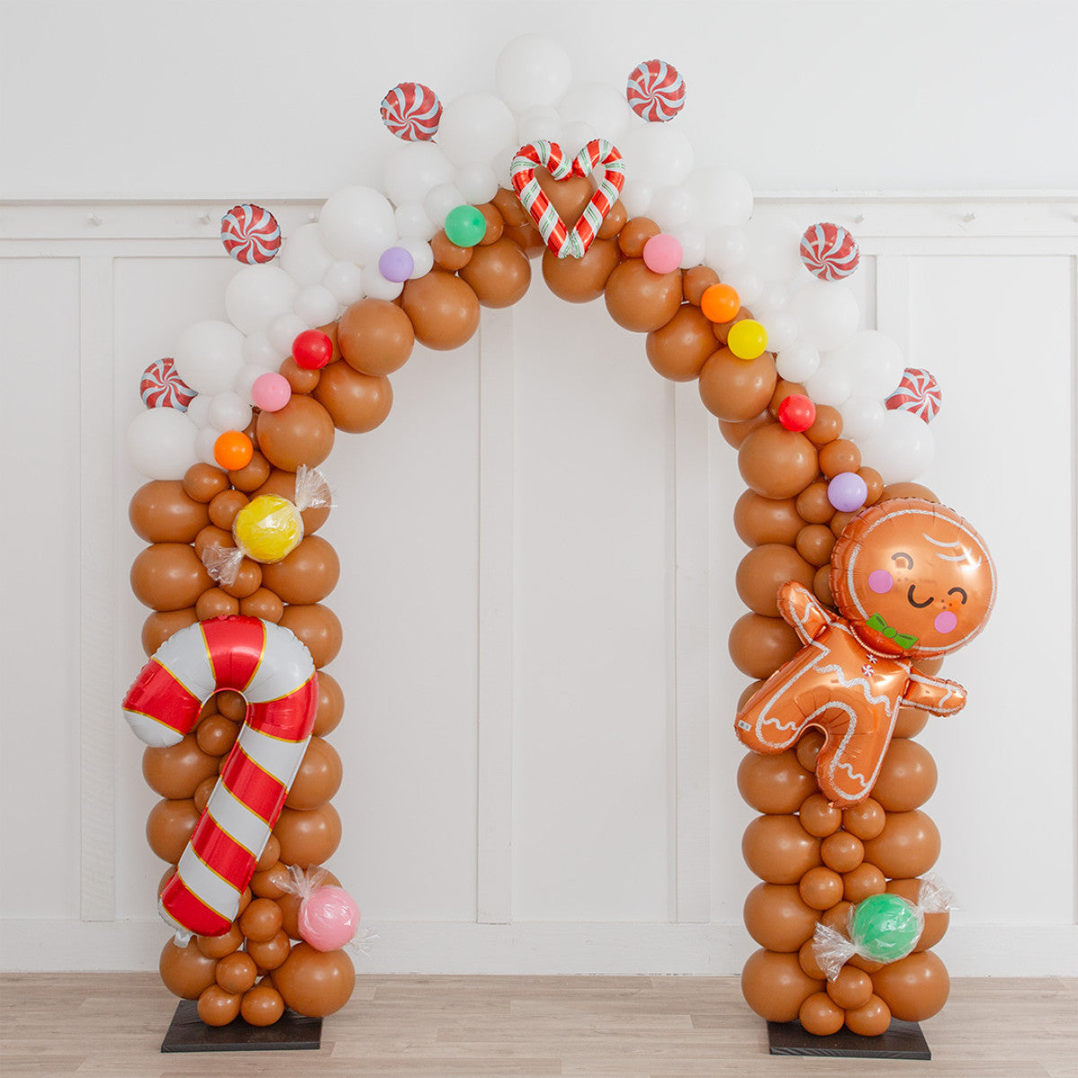 Festive Christmas Gingerbread House Balloon Arch