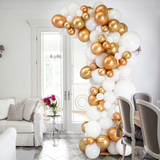 Copper Chrome Asymmetric Balloon Arch – 2m Tall